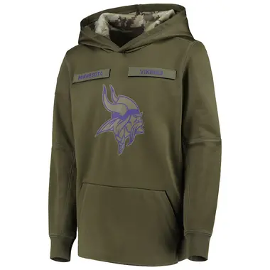 Youth Green Minnesota Vikings 2018 Salute to Service Pullover Performance Hoodie